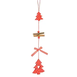 新年6件木制圣诞装饰品圣诞树串饰创意雕刻新年家居装饰品