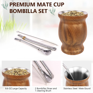 Set de <span class=keywords><strong>Mate</strong></span> de 8 oz con Bombilla, Taza de Acero Inoxidable de Doble Pared con Diseño Impreso, Taza Tradicional para <span class=keywords><strong>Mate</strong></span> con Pajita - Product Image 3