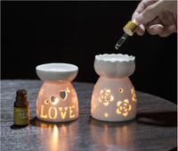 Vente Flash Brûleur à Cire de Bougie en Céramique Blanc Gris Portable, Réchaud à Parfum Populaire pour Huile Parfumée à l'Orange