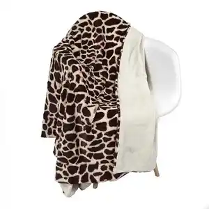 New Fashion Leopard Print Blanket Super Soft Faux Fur PV Fleece Throw Plush Blanket