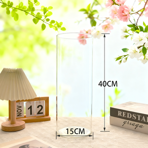 15*15cm Venta al por mayor Campana de cristal Cilindro de fondo plano Cúpula de cristal Paquete de decoración transparente Cúpula de cristal - Product Image 2