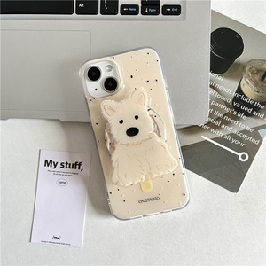 IVANHOE adecuado para iPhone 16 15 14 13 12 Pro coreano lindo 3D primavera perro titular inalámbrico carga teléfono caso - Product Image 5