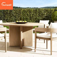 Ensemble de meubles d'extérieur OEM/ODM en teck, table et chaises de jardin, ensemble de salle à manger pour restaurant, hôtel, parc, avec des caractéristiques résistantes aux UV
