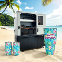 Impresora Rotativa UV Industrial para Botellas, Impresión CMYK+W+V con Barniz, Cabezal Epson de 2880dpi, Impresora Cilíndrica 3D con Soporte de 15mm