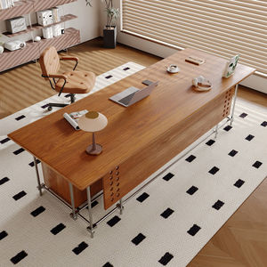 Escritorio de Oficina Moderno de Estilo Mid-Century, de Madera de Olmo, Diseño de Estación de Trabajo <span class=keywords><strong>Bosss</strong></span>, Mesa Rectangular Personalizada Multifuncional - Product Image 1