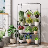 Support pour plantes multiples à 3 niveaux, pour balcon, jardin, patio, intérieur et extérieur, grand support d'angle suspendu pour plantes, étagère à fleurs en métal