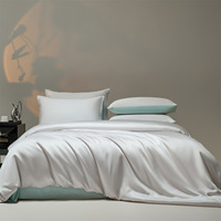 Parure de draps 300TC en satin 100% bambou pur, écologique, rafraîchissante, teinte unie, luxe hôtelier, linge de lit pour hôtels et resorts, OEM ODM toutes saisons