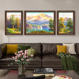 3 pièces de peintures montagne lac paysage salon grandes peintures murales pour la décoration de la maison - Product Image 2