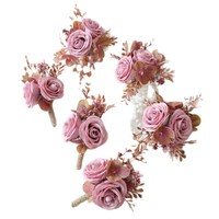 Boutonniere & Corsage Bunga Mawar Buatan Tangan dari Sutra, Pin Bunga Gaya Eropa Vintage untuk Pernikahan & Upacara Wisuda