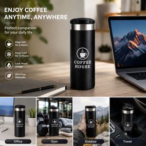 Custom 350ml 500ml Reusable Coffee Cup <b>Tea</b> Insulated Tumbler Drinks 12oz 16oz Straight Bottle Stainless Steel Vacuum Travel Mug - Product Image 4