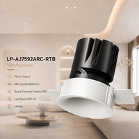 Plafonnier LED encastré réglable sans cadre 75 mm avec réflecteur ARC anti-éblouissement pour éclairage architectural LP-AJ7592ARC-RTB-22