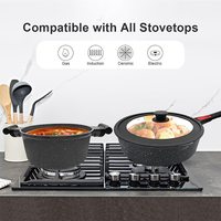 Granite classique 10 pièces batterie de cuisine en aluminium moulé sous pression cuisine poignée amovible casseroles antiadhésif résistant à la chaleur pour la cuisson