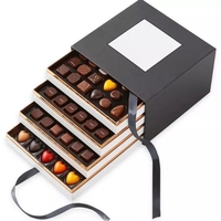 Boîte d'emballage carré de luxe pour bar à vin rouge, présentoir pour bonbons et chocolat, boîte à dessert carrée à double couche