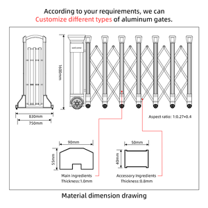Bảo Vệ Chống Trộm Bền Có Thể Thu Vào Cổng Kính Thiên Văn Nhôm Cổng Cho Trường Học Khách Sạn Công Viên Trường Kho Điện Cổng - Product Image 2