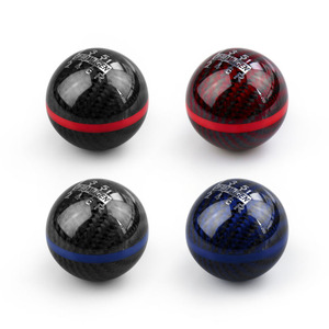 Crastp Carbon Fiber Car <b>Shift</b> <b>Knob</b> 5 6Mt With Red Stripe Mugen Logo For Manual Transmission Cars - Product Image 5