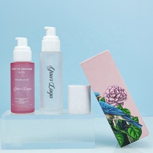 บรรจุภัณฑ์ขวดผลิตภัณฑ์ดูแลผิว 30 มล. 40 มล. 50 มล. 60 มล. 80 มล. ขวดโลชั่นแก้วสีชมพูแบบด้าน ขวดปั๊มครีมบำรุงผิวหน้าแบบเปล่า พร้อมฝาสีชมพู - Product Image 3