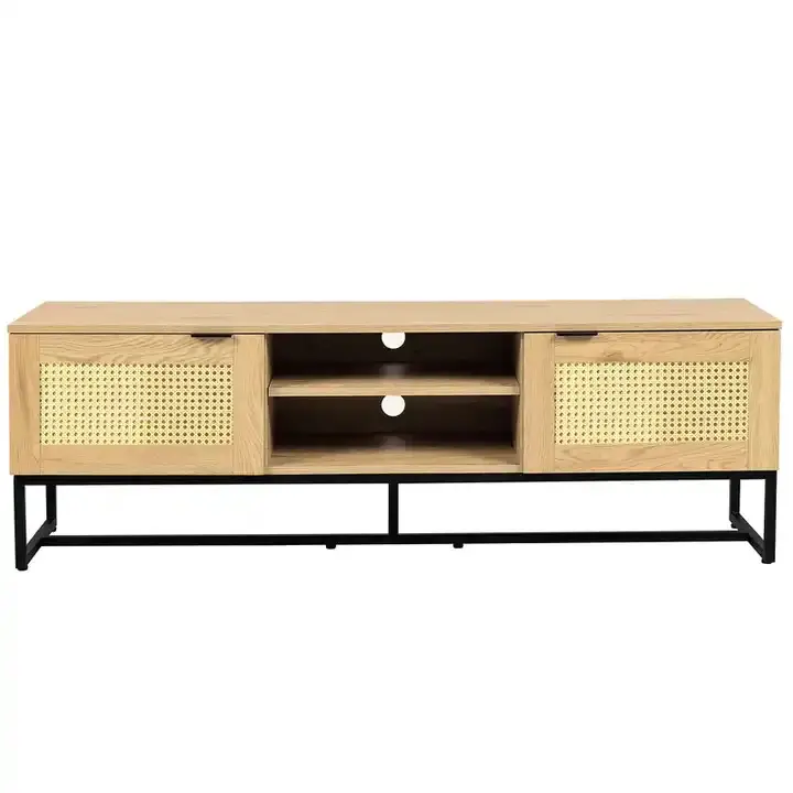 Fengmu Hot Sale Rattan TV Stand TV Cabinet With Iron Legs Living Room Furniture Modern TV Unit
