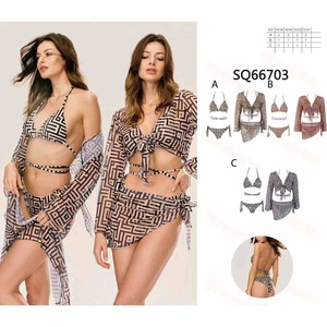 Maillot de bain une pièce HDJ grande taille à imprimé géométrique, col en V profond, effet ventre plat, pour femme SQ66703 - Product Image 1