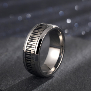 Anillo de Acero Inoxidable, Anillo Giratorio Personalizado con Tecla de Piano Plateada, Anillo de Pareja Estilo Ins, Anillo de Acero de Titanio Estilo Europeo y Americano - Product Image 3