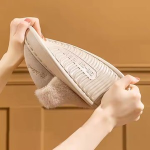 Giày dép mùa đông mới <span class=keywords><strong>2025</strong></span> kiểu dáng thời trang thoải mái, lông mềm mại, đế <span class=keywords><strong>EVA</strong></span> êm ái, chất liệu da lộn mềm mại, dày dặn, mũi hở dành cho nữ, dùng trong nhà, mùa thu. - Product Image 5