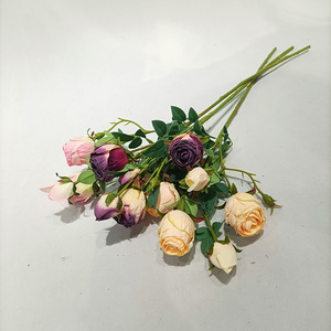 Yo cho — Bouquet de roses en soie à longue tige, fleurs artificielles en plastique, pour décoration de Table, de mariage, à la maison - Product Image 2