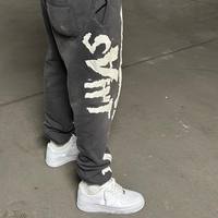 Ensemble sweat à capuche et pantalon de survêtement vintage coupe-vent 100 % coton personnalisé pour homme avec impression en relief French Terry et ourlet brut