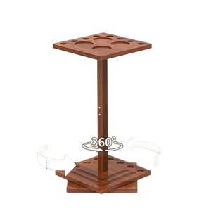 Estante giratorio de madera para guardar tacos de billar, organizador de pie para exhibición en salas de billar con soporte para tacos y bandeja para bolas. - Product Image 2