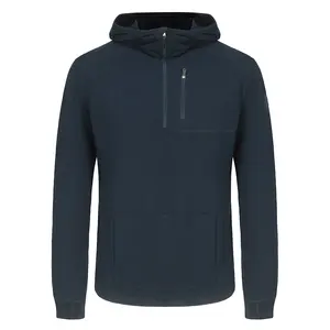 Groothandel Merinowol Outdoor 1/4 Rits Lange Mouw Heren Trui Hoodie Met Kangoeroe Zak