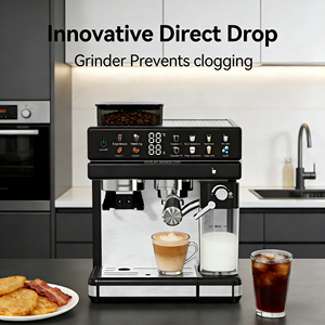 Cafetera Eléctrica Programable 3 en 1 Moderna Francesa de Plástico y Acero Inoxidable con Molinillo y Espumador de Leche, 20 Bares, para Cappuccino y Latte - Product Image 4