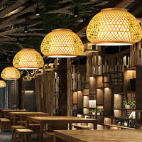 Lampes suspendues en osier faites à la main salon de thé bambou tissage rotin suspension pour restaurant