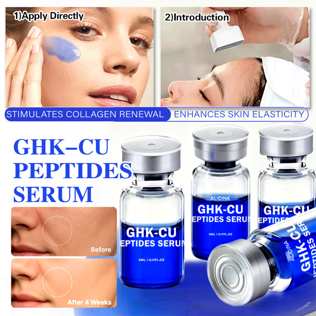 Private Label Small Order GHK-Cu Blue Copper Peptide GHKCu 5ml*5vials Cosmetic GHK-Cu Peptide Skin Care Repair Peptide Serum d