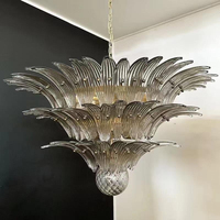 Lustre en verre de luxe français moderne, lampe suspendue rétro en fer à 3 niveaux côtelés, luminaire suspendu pour villa, salon, salle à manger, décoration intérieure
