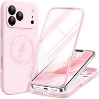 Étui magnétique BERFY pour 17 Pro Max avec protection d'écran en verre intégrée, protection de l'appareil photo, antichoc, design intégral