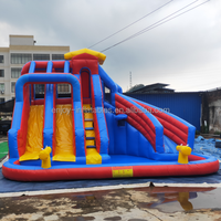 Parcs d'attractions gonflables géants pour enfants, château gonflable pour enfants, toboggan aquatique à trois voies pour les fêtes