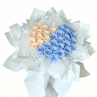 Romantisch Blauw Apricot Grote Ge conserveerde Echte Rozenboeket Aanpasbaar Eeuwigdurend Bloemenboeket Valentijnsdag Cadeau voor Huisdecoratie