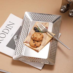 環境にやさしいステンレスフルーツBBQプレートスクエアシルバーミラー色レストラン用マルチサイズ - Product Image 1