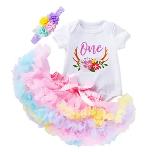 花式女孩派对礼服婴儿服装多彩卡通礼服儿童芭蕾舞短裙蛋糕连衣裙YFS011