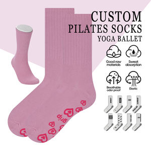 <span class=keywords><strong>Calcetines</strong></span> de Yoga de Algodón hasta la Pantorrilla para <span class=keywords><strong>Mujer</strong></span>, Antideslizantes con Silicona, <span class=keywords><strong>Calcetines</strong></span> de Pilates para Interiores, Cómodos <span class=keywords><strong>Calcetines</strong></span> de Pilates Tejidos con Agarre, Logotipo Personalizado - Product Image 1