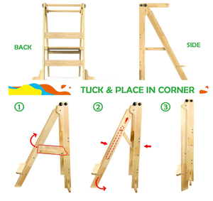 Taburete de <span class=keywords><strong>cocina</strong></span> <span class=keywords><strong>para</strong></span> niños con 3 alturas ajustables y riel de seguridad Torre de madera Montessori con pizarra <span class=keywords><strong>para</strong></span> aprender - Product Image 6