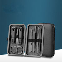 Ensemble professionnel de pédicure manucure 7 pièces nouveau coupe-ongles et ciseaux en acier inoxydable noir comprenant un poussoir à ongles