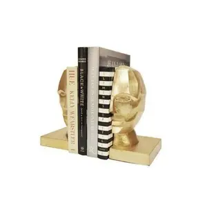 בעבודת יד Bookend אלגנטי קלאסי ייחודי אופנתי מודרני עתיק מפואר זהב מצופה אדם פנים פיסול תומכי ספרים