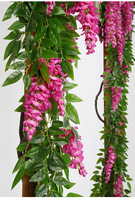 Fleurs artificielles de glycine violette, guirlande de plafond, décoration intérieure suspendue pour mariage et maison