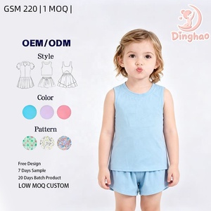 Ensemble athlétique DH ODM Ocean Breeze pour filles : débardeur d'entraînement anti-adhérent et short à ourlet incurvé, deux pièces, vêtements de sport décontractés pour enfants - Product Image 1