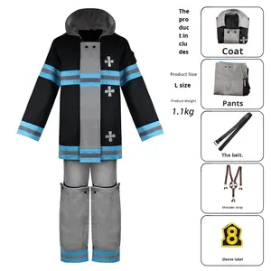 Costume de Cosplay de Pompiers Style Anime Uniforme de <span class=keywords><strong>Pompier</strong></span> Équipe 8 Combinaison Réfléchissante Unisexe <span class=keywords><strong>Adulte</strong></span> Costumes d'Halloween - Product Image 4