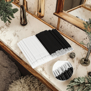 Micro-brosses à tête longue jetables, applicateurs pliables pour le nettoyage de la colle à cils, 100 pièces - Product Image 3