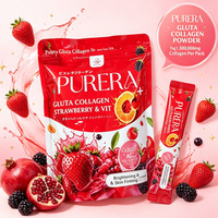 Poudre de collagène Gluta à haute concentration OEM avec saveur fraise, boisson instantanée beauté pour femmes, pour une nutrition quotidienne de la peau