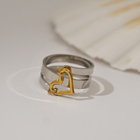 Bague Cœur Creux Double Couche Créative et Tendance, Accessoire de Bijouterie Personnalisé pour Femme, Quotidien et Soirée 2026