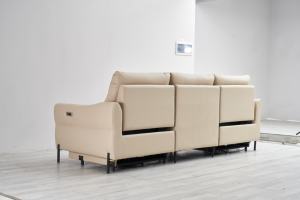 Canapé inclinable électrique multifonctionnel en cuir véritable 3 places avec massage extensible, design moderne - Product Image 4