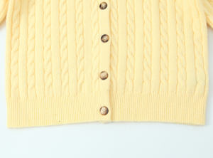 <span class=keywords><strong>Cardigan</strong></span> da <span class=keywords><strong>Donna</strong></span> <span class=keywords><strong>Giallo</strong></span> con Collo a Girocollo, Lavorazione a Maglia, Monopetto, Motivo Intrecciato, Maniche Lunghe, Stile Casual e alla Moda - Product Image 4