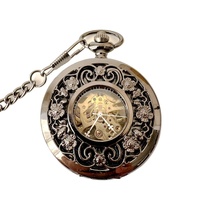 Jam tangan mekanis kerangka antik jam tangan saku Romawi bunga mawar berseluk tangan